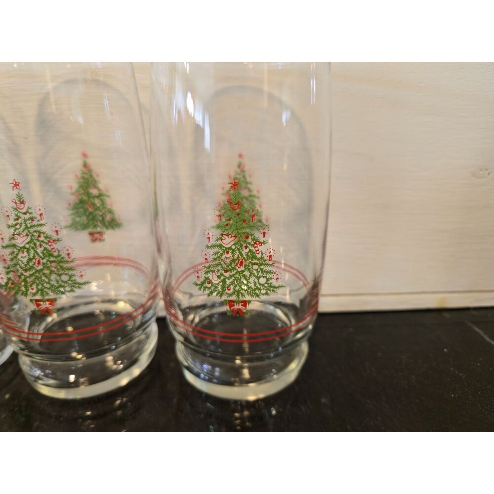 Vintage JCPenney Christmas Tree Glasses Set 4 Holiday drinkware  NOS - Picture 7 of 14
